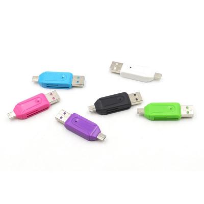 China Smartphone Free Shipping Multifunctional 2 in 1 Smart Card Reader TF/SD Card Reader Micro USB OTG Flash Memory Card Reader for sale