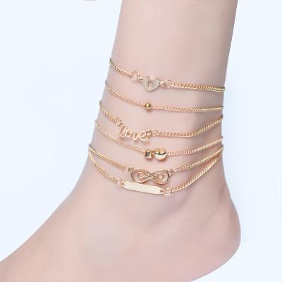 China Fashionable New Beach Personality Casual/Sporty Love Love Formed Heart 8 Foot Chain Set for sale