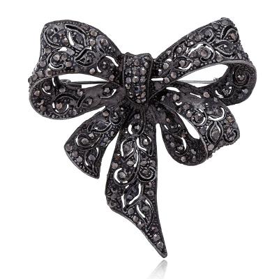 China Hot Selling Unique ALLOY Diamond Bow Brooch for sale