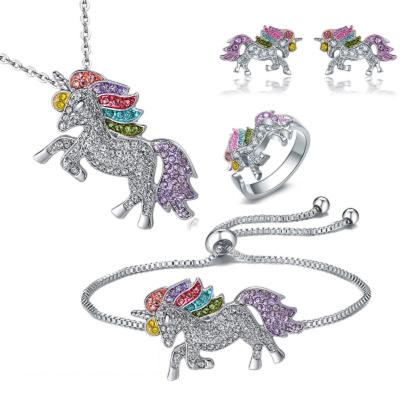 China Factory Customization Hot Sale New Arrival Unicorn Necklace Earrings Ring Set Casual/Sports for sale