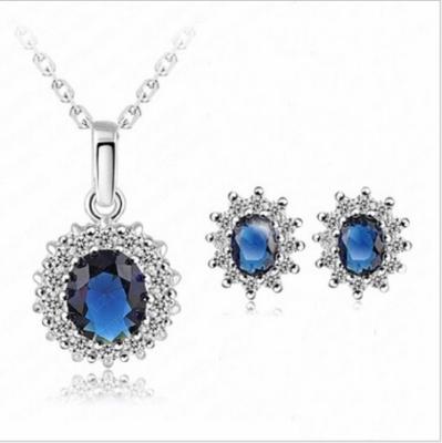 China Personalized Simple Casual/Sporty Sapphire Princess Flower Earrings With Sunflower Earrings Necklace Set for sale