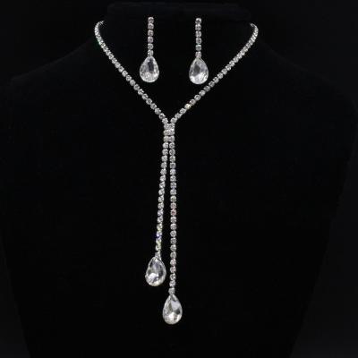 China CLASSIC Water Drop Necklace Earring Sets Cubic Zircon Insert Platinum Plated High Quality Luxury Women's Party Jewelry for sale