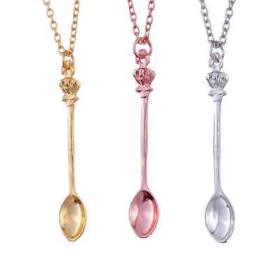 China Best Selling SP00 Silver/Gold Rose Gold Plated 5cm Waist Crown Spoon Necklace for sale