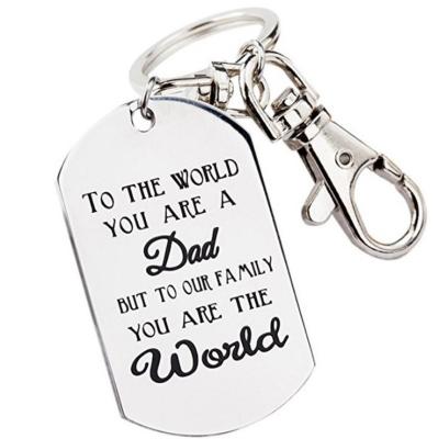 China Best Dad Titanium Steel Charm Key Tag Key Chain Stamped Pendant Key Ring Forever Titanium Steel Parents Gift For Family for sale