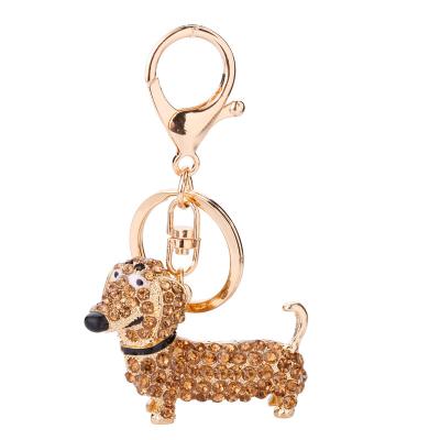 China Metal Bag Luxury Charm Accessories Bling Rhinestone Dog French Bulldog Key Chain for sale