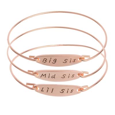 China Casual / Sporty DIY Lettering Bracelet Lil Sis Family Three Mid Sisters Big Bracelet for sale