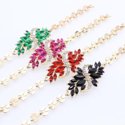 China Office/Chain Crystal Flower Woman Gold S-shaped Bracelet Hip Hop Diamond Jewelry Career Wheat Ear Light Luxury Gold Plated Bracelet for sale