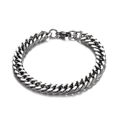 China Custom Cuban Link Stainless Steel Bracelet Men Silver Iron Metal Jewelry Gold Initial Titanium Steel Individual Wholesale Casual/Sporty Chain for sale