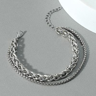 China CLASSIC Hip Hop Style Stainless Steel Double Layer Bracelet For Men for sale