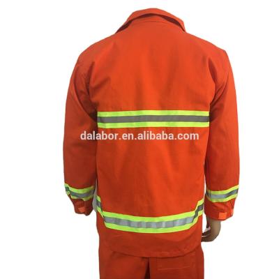 China FR Cotton Acid Resistant Aramid Hi Vis Fireman Uniform Fire Fighting Working Clothes for sale