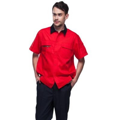 China Anti Shrinkage Shorts Sleeves Wholesale Red Work Uniform Cheap Shirts for sale