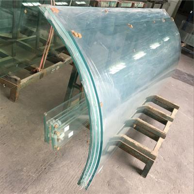 China Custom Curved Glass Building Greenhouse Curved Glass Balcony Railing Dark Blue / Light Blue Curved Safety Glass 3mm-19mm for sale