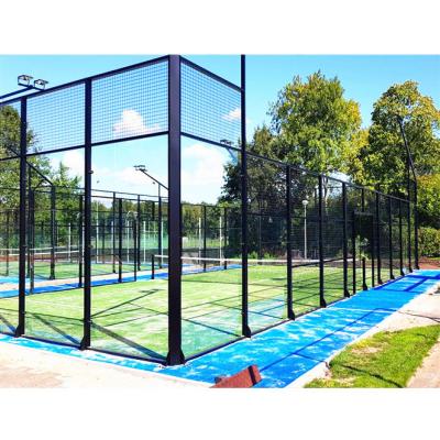 China Hot Dip Galvanized Poles Tennis Padel Court Indoor Padel Stadium Customized Logo / Size With Artificial Grass Accessories for sale