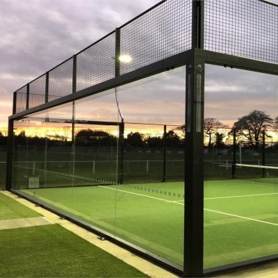 China Portable Padel Court Factory 10*20m Customized Glass Padel Court Manufacturing Black White Red Yellow Gray Green for sale