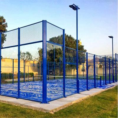 China Classic Tennis Paddle Court White Black Green Bule Entrance Paddle Tennis Court Standard Size With Double Glazed Doors for sale