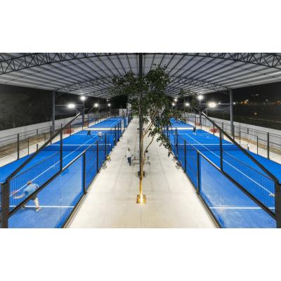 China Private Padel Court Panoramic Paddle Tennis Court Standard Size 10m*20m Paddle Tennis Fields Customized Color With Roof Cover for sale