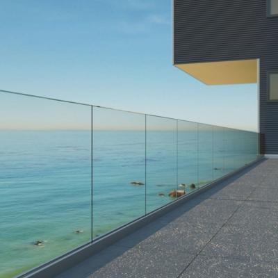 China 10mm 12mm Frameless Balcony Glass Railing  Tempered Glass Balustrade Handrail  Staircase Frameless Glass Balustrade With Spigots for sale