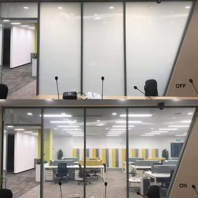 China Smart Conference Room Glass Film Indoor Intelligent Clear Low E Glass Thermal Insulation PDLC Glass Film Wifi Control Smart Window Glass for sale