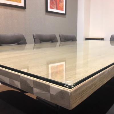 China Shape Custom Cut Tempered Glass Table Top  6mm 8mm 10mm 12mm Toughened Glass Coffee Table With Round Bevelled Polished Edge for sale