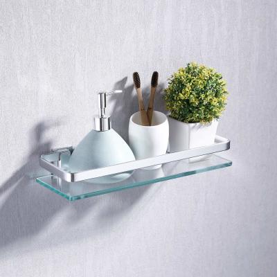 China 4mm 5mm 6mm 8mm 10mm 12mm Tempered Glass Bathroom Shelf OEM Toughened Glass Shelf Cut To Size With Rustproof Stainless Steel Railing for sale