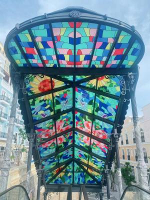 China 6+6/8+8mm  Thickness Decorative Glass Customized Size Shape For Canopy Of The Overpass Roof for sale