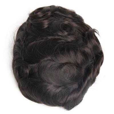 China Cheap 100% Natural Black Indian Hair Hand Tied Mono Base Men's Filament Hairpiece for sale