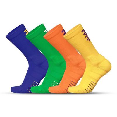 China VCANFASHION Factory Price Breathable Polyester Crew Men's Nylon Women Multiple Plain Color Athletic Sports Tube Socks for sale