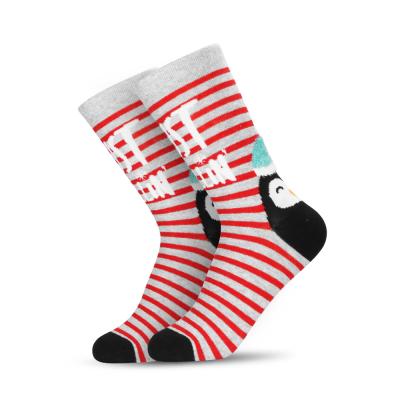 China High Quality Knitted Comfy Women QUICK DRY Winter Stripe Christmas Socks Red Color Crew Polular Warm Grils for sale