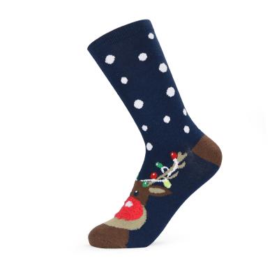 China Festival Theme QUICK DRY Non Slip Navy Blue Color Girl Kids Socks Fashion High Quality Women Crew Christmas Socks for sale