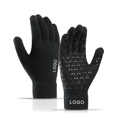 China Updraft Windproof Outdoor Anti-Skid Knitted Acrylic Logo Touch Screen Winter Gloves Warm Custom Made VCANFASHION Simple Women Men Gloves for sale