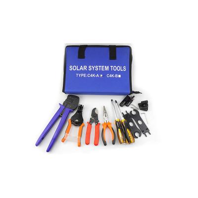 China Solar System Panel PV Toolkit C4K-a Wire Pressing And Stripping Tool With Blue Crimping Pliers for sale