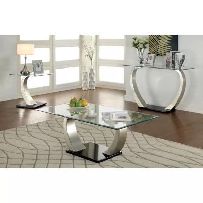 China Stainless Steel C Table End Table Stainless Steel Table Tempered Glass Glass Coffee Table 3 Pieces Stainless Steel Coffee Table Set for sale