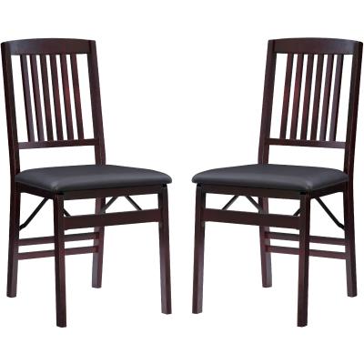 China Full Folding Back Folding Dining Chairs Rich Espresso Finish Folding Chair 2 PACK Folding Bistro Chairs for sale