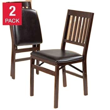 China Folds for Easy Setup and Storage Traditional Folding Dining Chairs Padded Faux Leather Folding Chair Wood Folding Chair 2 PACKS for sale