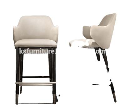 China Strong Wood Legs And Metal Trim Loose Furniture 4 Leg Upholstery Bar Stool for sale