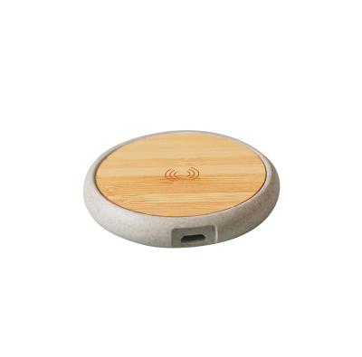 China Qi ECO Wheat Material Straw Pad Wireless Charging Bamboo Wireless Charger 5W for sale