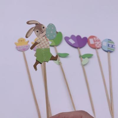 China Kids Party Easter Pick Easteraster Easter Bunny Silhouette Custom Colored Felt Garden Flower Pick for sale