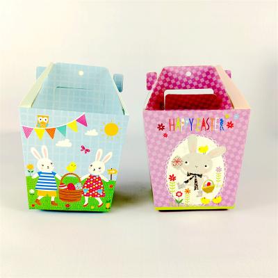 China Recycled Materials Paper Gable Boxes Sponsor List Easter Cloth Easter Egg Top Bag For Kids School Classroom Party for sale