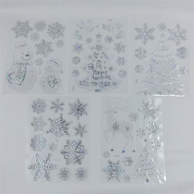 China Decorative Sticker 2022 Happy Christmas Sticker Die Cut Snowflakes Customized PVC Static Cling Window Sticker Christmas Decorations for sale