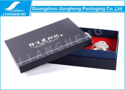 China Tea Bottles Black Luxury Gift Boxes Texture Paper Wrapped MDF Wooden Silver Stamped for sale