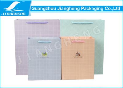 China Colored Paper Packaging Bags , Check Pattern Cmyk Printing Branding Paper Bags for sale