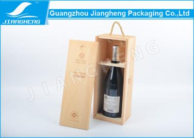 China Rectangle Wooden Wine Packing Boxes , Carved Logo Single Wine Packaging Box for sale