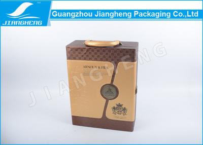 China PU Leather Wooden Two Bottle Wine Boxes Durable Environment Friendly for sale