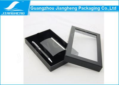 China Pen And Notebook Paper Packaging Box Recyclable With Clear Window On Top for sale