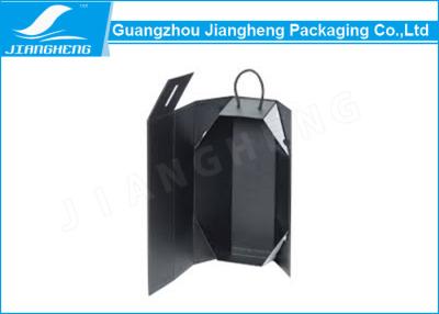 China High End Black Paper Personalized Wine Box Folding Recyclable With Rope Handle for sale