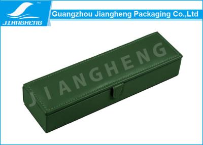 China Green PU Leather Pen Packaging Box Black Velvet Insert For Gift for sale