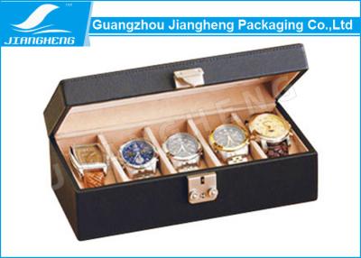 China Golden Lock Design Watch Gift Boxes With PU Leather And Wood Material for sale