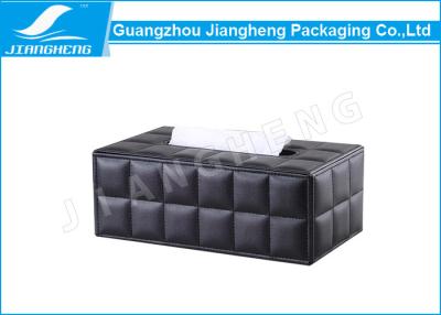 China Rectangle PU Tissue Leather Gift Box Packaging Black Color With Window for sale