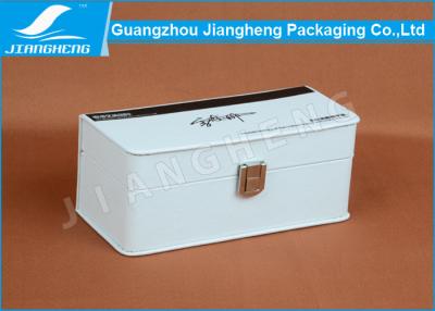 China White Small Silk Printing Pen Gift Box Packaging With Lock PU Leather + MDF Wooden for sale