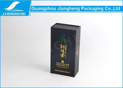 China Caja negra del té del regalo del papel de la textura, caja de almacenamiento de papel rígida de empaquetado plegable del té en venta